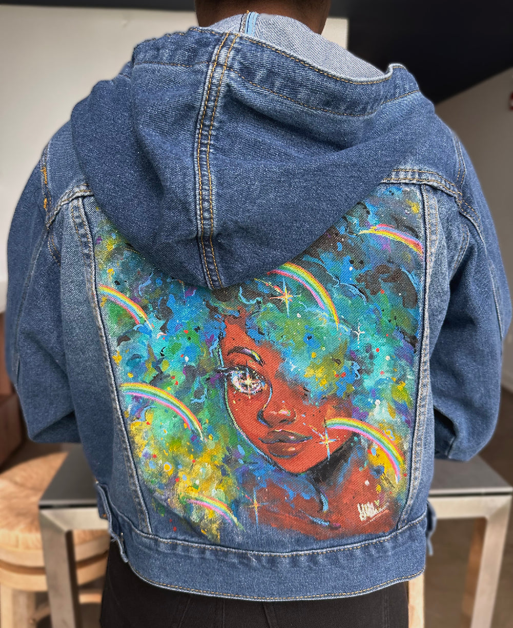 Rainbow, Bright. Handpainted Denim Jacket - SOLD