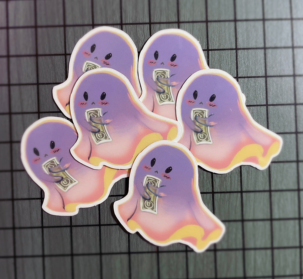 Ghost with a Dollar [ Glow in the Dark ] Sticker