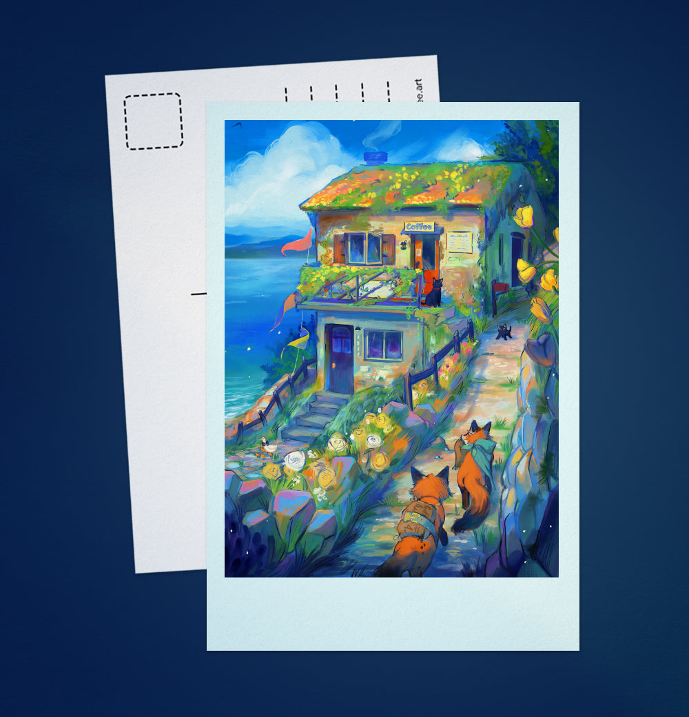 [ Postcard x 2 ]  Seaside Cafe