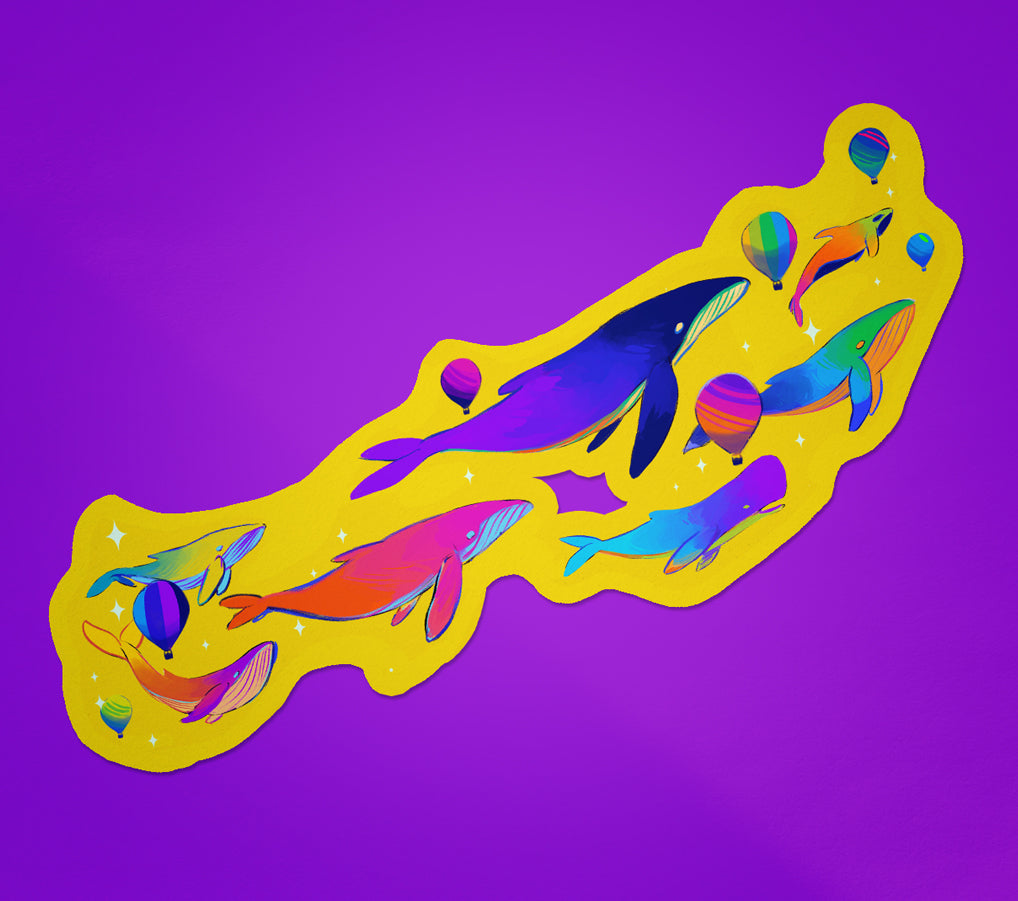 Polychrome Whales Sticker